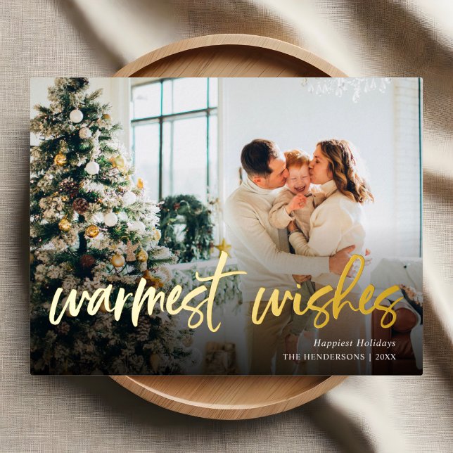 Warm Wishes Photo Christmas Foil Holiday Postcar (Creator Uploaded)