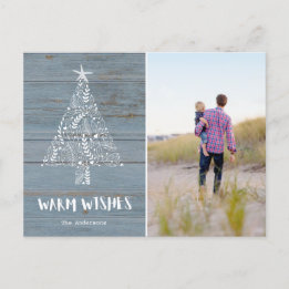 Warm Wishes Rustic Beach Florida Family Photo Holiday Postcard