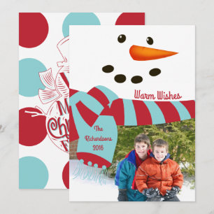 Warm Wishes, Snowman Photo Card