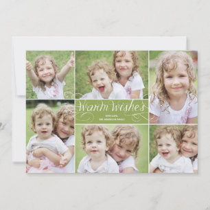 Warm Wishes Swirl Holiday Photo Card - Green