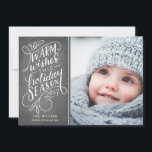 Warm Wishes This Holiday Hand Lettered 1-Photo<br><div class="desc">Send your holiday greeting cards in style this year with this stylish and modern design featuring hand lettering on a faux chalkboard background,  and your favourite photo.</div>