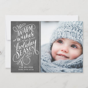Warm Wishes This Holiday Hand Lettered 1-Photo Card