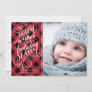 Warm Wishes This Holiday Hand Lettered Photo Plaid