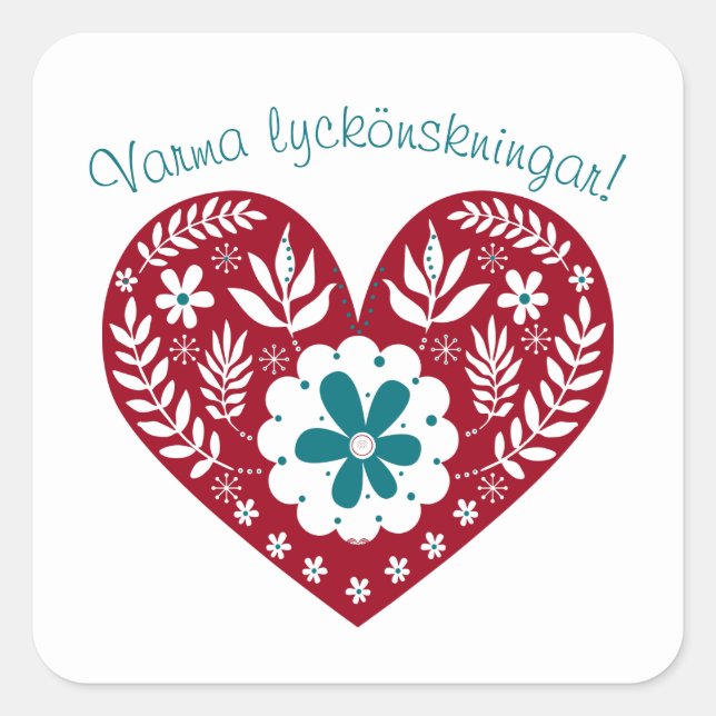 Warm Wishes Varma lyckönskningar! Scandinavian Square Sticker (Front)