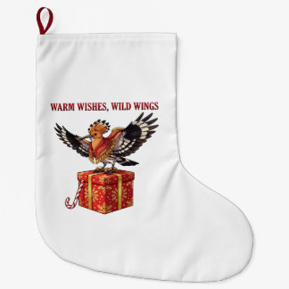 Warm Wishes Wild Wings Hoopoe Christmas Gift Desig Large Christmas Stocking