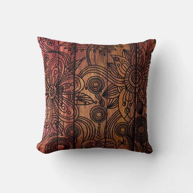 Warm Wood Throw Pillow (Front)
