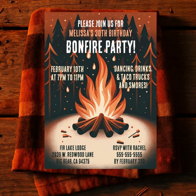 Warm Woodland Bonfire Party Invitation (Warm Woodland Bonfire Party Invitation
)