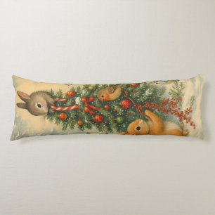 Warm woodland bunny christmas festive winter body pillow
