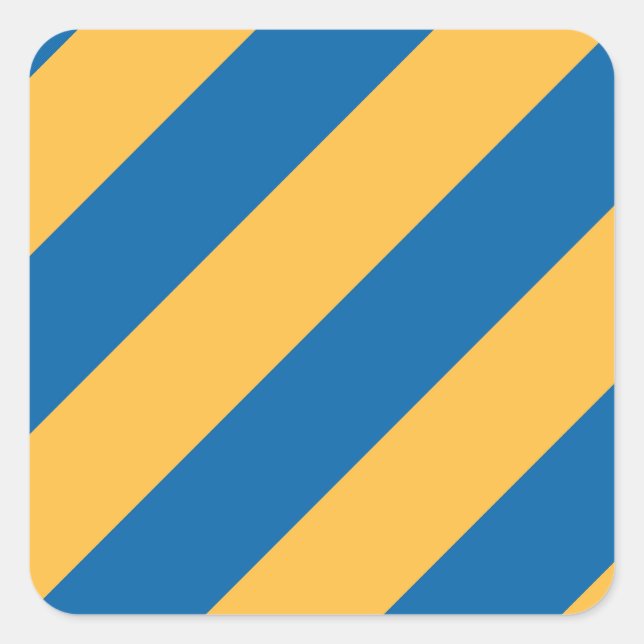 Warm Yellow and Sky Blue Stripes Square Sticker (Front)