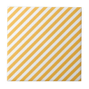 Warm Yellow and White Narrow Stripes Tile