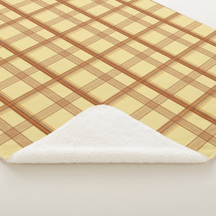 Warm Yellow Brown Plaid Aesthetic Sherpa Blanket