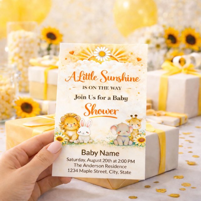 Warm Yellow Jungle Safari Animals Baby Shower Flyer (Creator Uploaded)