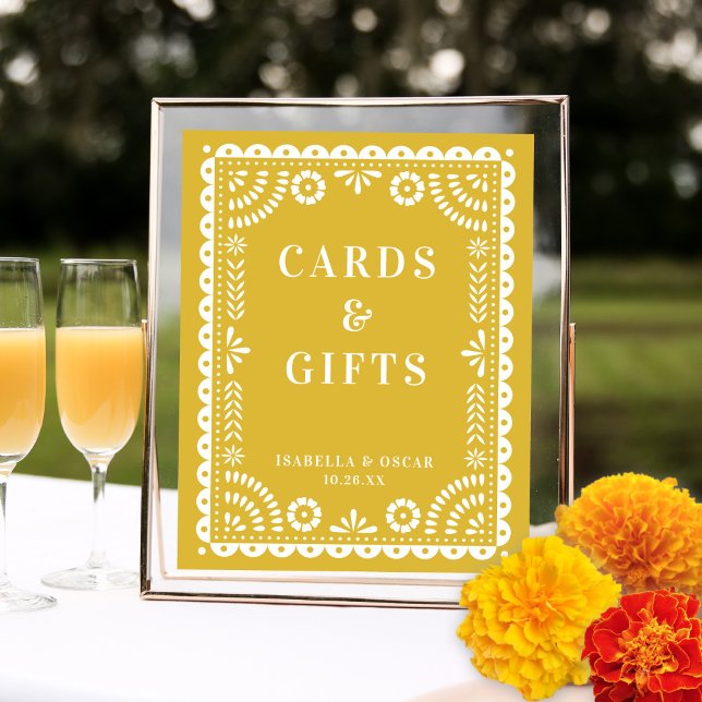 Warm Yellow Papel Picado Wedding Reception Sign (Creator Uploaded)