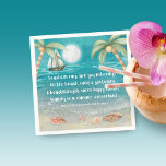 Warmer Wonderland Tropical Beach Christmas Napkin<br><div class="desc">Add a tropical touch to your holiday celebrations with these whimsical Christmas napkins featuring a moonlight beach with seashells and glistening sand, palm trees, and a ship sailing in the turquoise sea. The lyrics are to the tune of "Winter Wonderland" but with a tropical twist that says: "Seashells ring, are...</div>