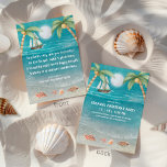 Warmer Wonderland Tropical Beach Christmas Party Invitation<br><div class="desc">Bring beach vibes to your holiday celebration with this tropical Christmas party invitation! Featuring palm trees, seashells, sparkling sand, and a sailboat drifting across a moonlit ocean, the front has lyrics set to “Winter Wonderland” with a tropical twist. Personalize the back with your party details. Your party details can be...</div>