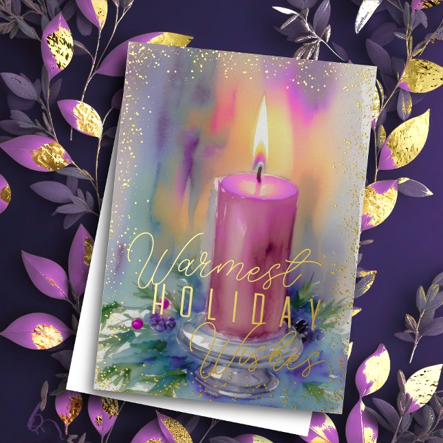 Warmest Holiday Wishes Watercolor Candle (Creator Uploaded)