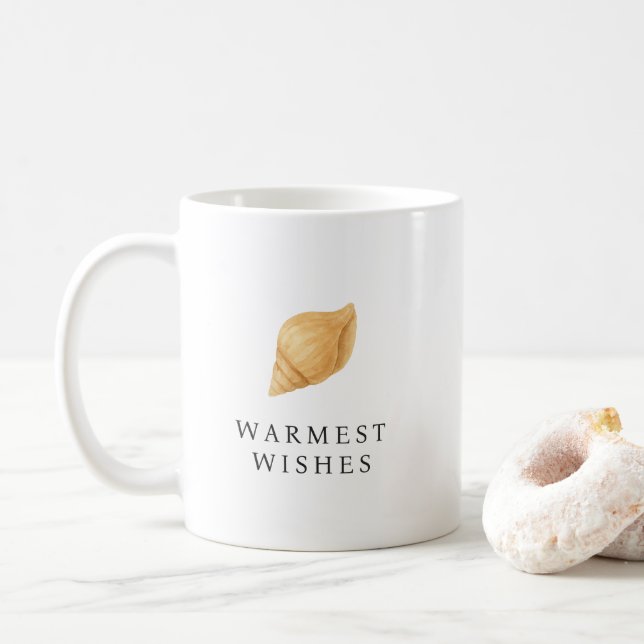 Warmest Wishes Beach Modern Christmas Coffee Mug (With Donut)