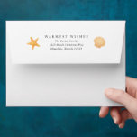 Warmest Wishes Beach Modern Christmas Envelope<br><div class="desc">Modern Christmas envelopes featuring a simple and fun design with a starfish,  palm tree,  coconut drink a seashell accents along with the greeting "Warmest Wishes" and your return address.</div>