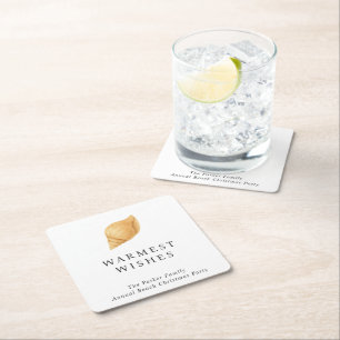 Warmest Wishes Beach Modern Christmas Square Paper Coaster