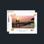 Warmest Wishes Beach Photo Modern Christmas Holiday Postcard<br><div class="desc">Modern Christmas postcard featuring a simple and fun design with a starfish,  palm tree,  coconut drink and seashells accenting your favourite beach photo along with the greeting "Warmest Wishes".</div>