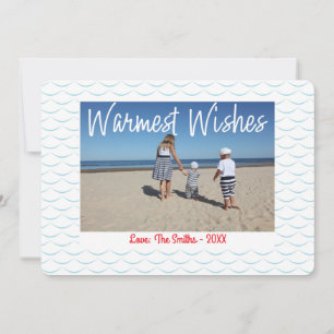 Warmest Wishes Beachy Coastal Holiday Photo Card