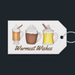 Warmest Wishes Cocoa Egg Nog Holiday Gift Tag<br><div class="desc">Holiday gift tag features an original marker illustration of three classic winter drinks,  with WARMEST WISHES in a fun font. Perfect for the winter holidays!</div>