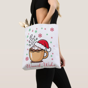 Warmest Wishes Cozy Hot Cocoa Christmas Tote Bag