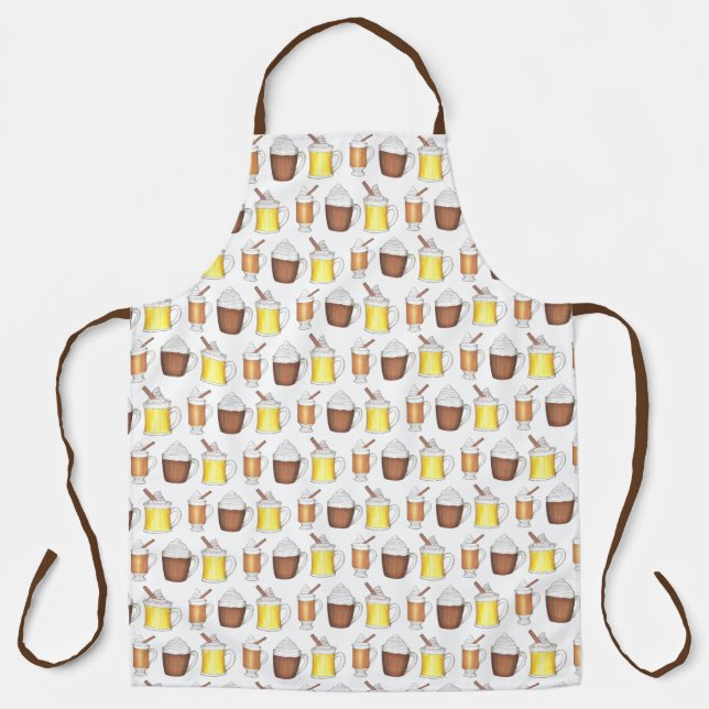 Warmest Wishes Eggnog Hot Cocoa Buttered Rum Apron (Front)