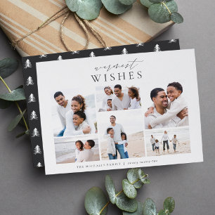 Warmest Wishes Elegant 6 Photo Collage Christmas Holiday Card