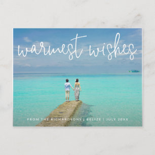 Warmest Wishes Elegant Beach Photo Christmas Holiday Postcard