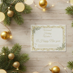 Warmest Wishes Elegant Gold and Sage Holiday Postc Postcard