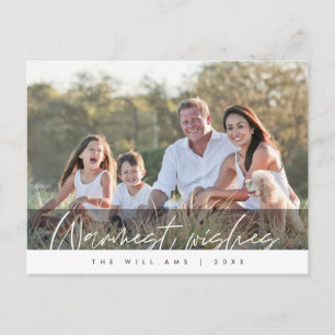 Warmest Wishes, Family Photo Season Greeting Postcard