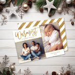 Warmest Wishes Faux Gold Foil 2 Photo Holiday Card<br><div class="desc">Affordable custom printed holiday photo cards with simple templates for customization. This elegant neutral design features a faux gold foil border around a 2 photo collage layout. Modern calligraphy script text says Warmest Holiday Wishes. Personalize it with your photos, family name, the year or other custom text. Please note that...</div>