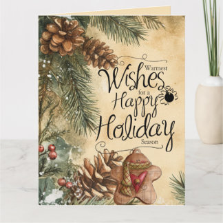 Warmest Wishes Happy Holiday Gingerbread Card