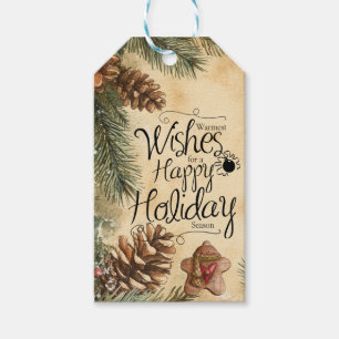 Warmest Wishes Happy Holiday Gingerbread Gift Tags