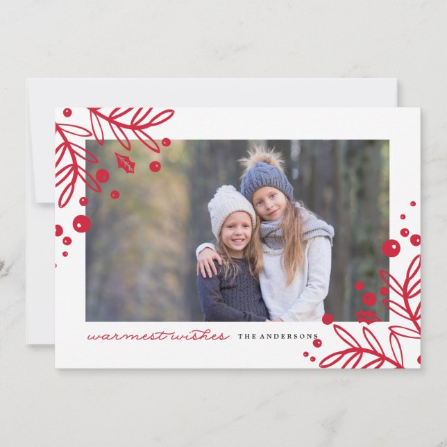 WARMEST WISHES Photo Christmas Card (Front)