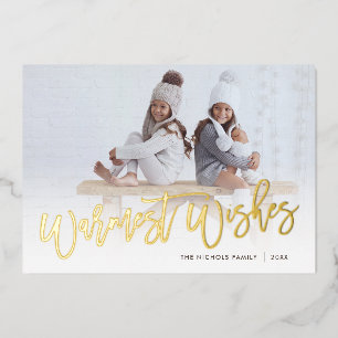 Warmest Wishes Photo Overlay Foil Holiday Card