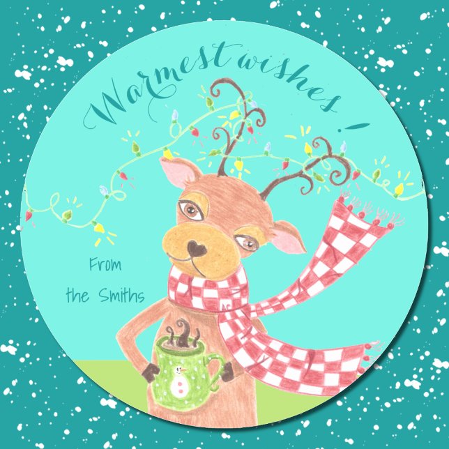 Warmest wishes - reindeer personalized  stickers (Creator Uploaded)