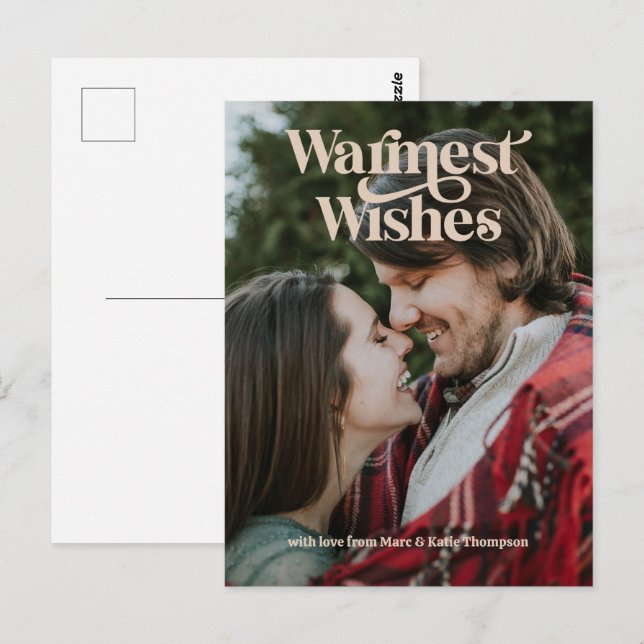 Warmest Wishes Retro Type Post Card (Front/Back)