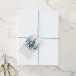 Warmest Wishes Snow Covered Evergreen Tree Gift Tags