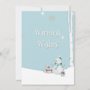 Warmest Wishes Snowman Sled Gifts Personalized Card