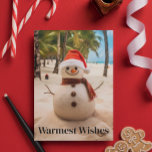 Warmest Wishes Snowman the Beach Holiday Card<br><div class="desc">This design was created though digital art. It may be personalized in the area provided by changing the photo and/or text. Or it can be customized by choosing the click to customize further option and delete or change the colour the background, add text, change the text colour or style, or...</div>
