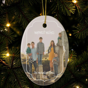 Warmest Wishes Southern Geometric Frame Christmas Ceramic Ornament