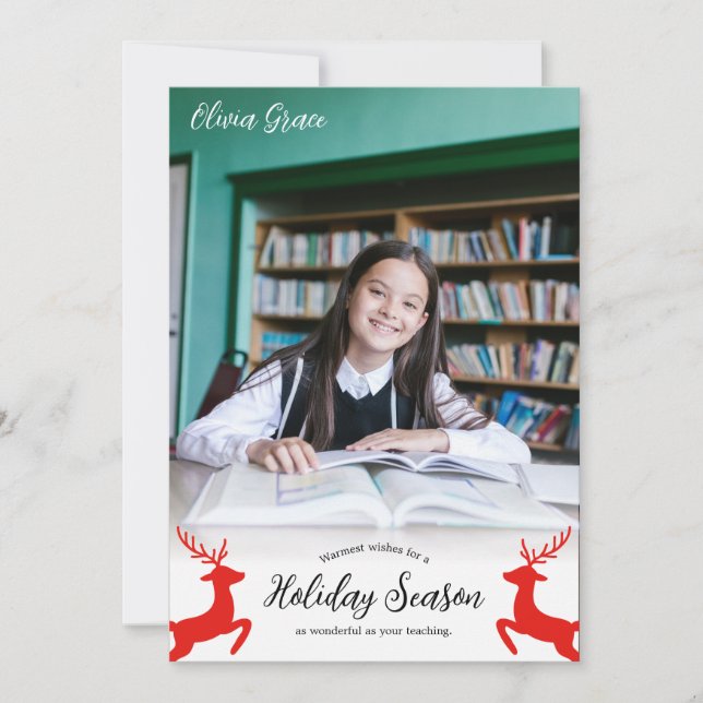 Warmest Wishes To The Teacher From Student Holiday Card (Front)