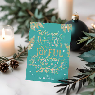 Warmest Wishes Typographic Message Photo Collage Holiday Card