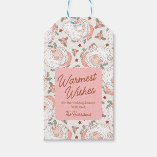 Warmest Wishes Vintage Santa Personalized Holidays Gift Tags