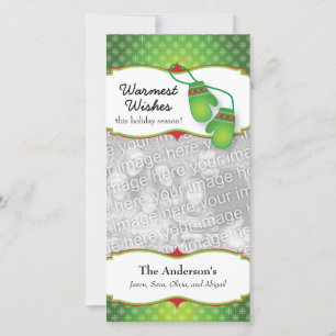 Warmest Wishes with Mittens Christmas Photo Card