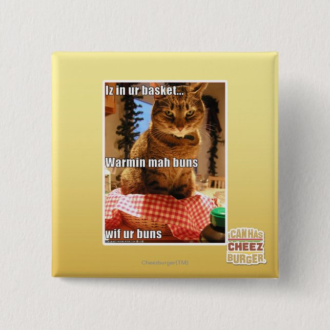 Warmin mah buns 2 inch square button (Front)