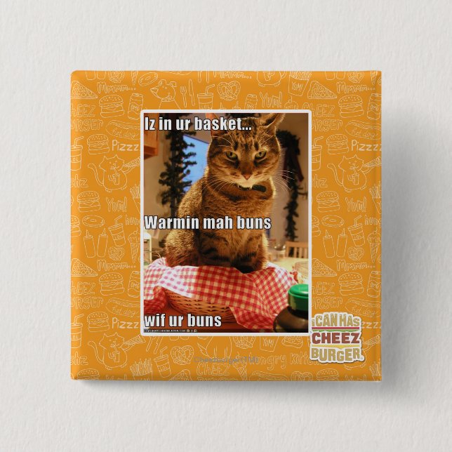 Warmin mah buns 2 inch square button (Front)