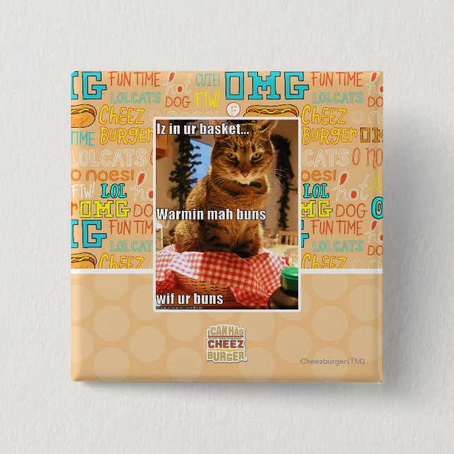 Warmin mah buns 2 inch square button (Front)